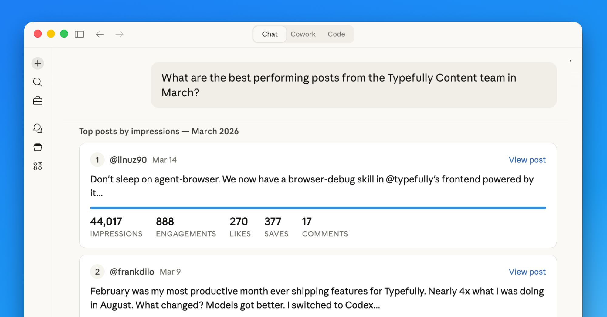 Claude MCP analytics in Typefully