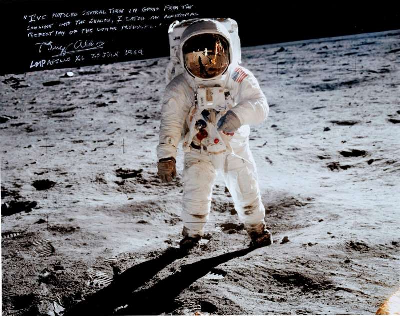 Tranquility Base, photograph signed and inscribed by Buzz Aldrin. Photo:
Courtesy of Sotheby’s