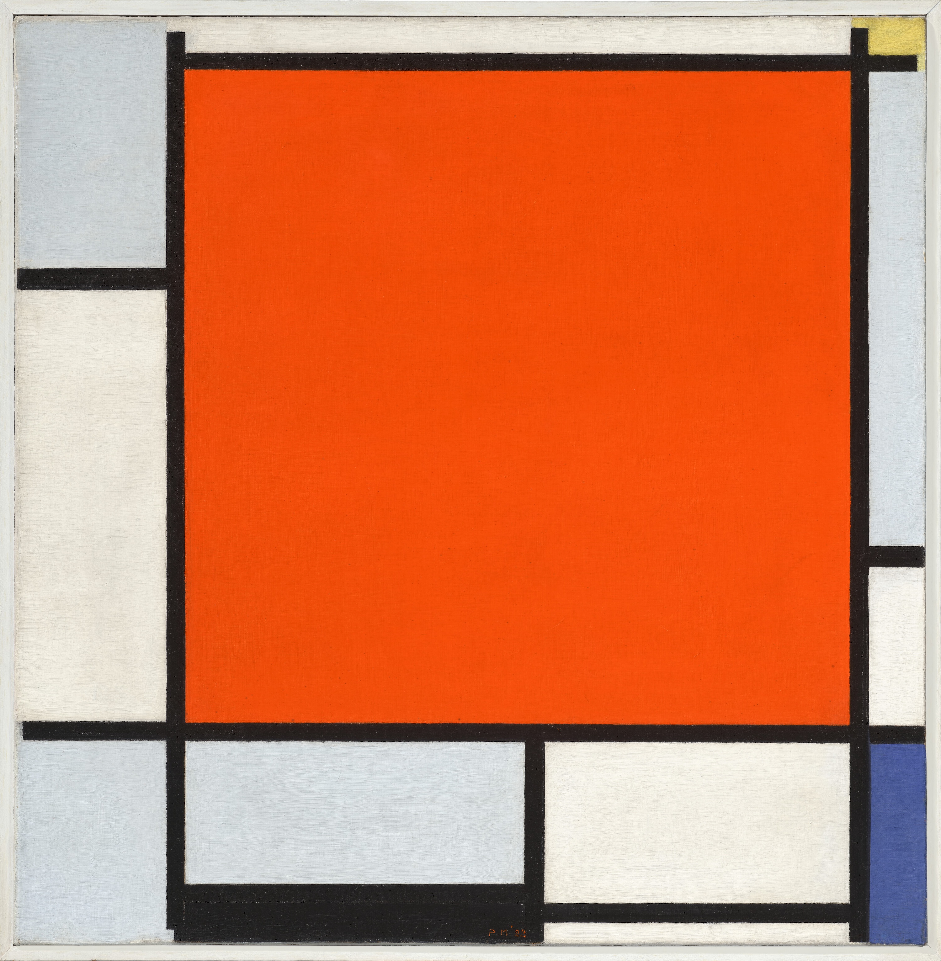 Piet Mondrian, Composition with Large Red Plane, Bluish Gray, Yellow, Black and Blue (1922). Photo: Courtesy of Christie's