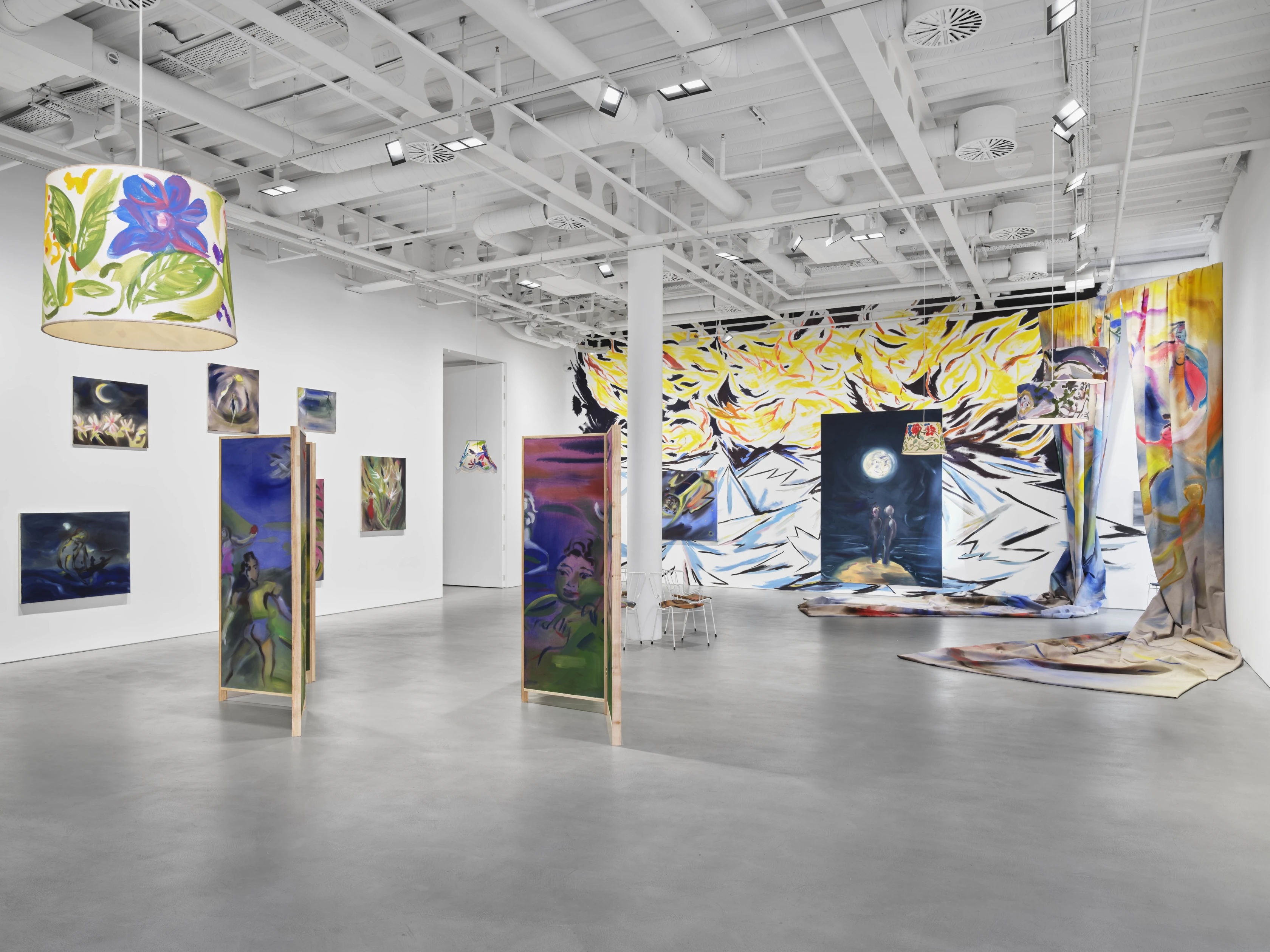 Installation view of Moonage by Sophie von Hellermann at Pilar Corrias, London. Photo: Courtesy of Pilar Corrias