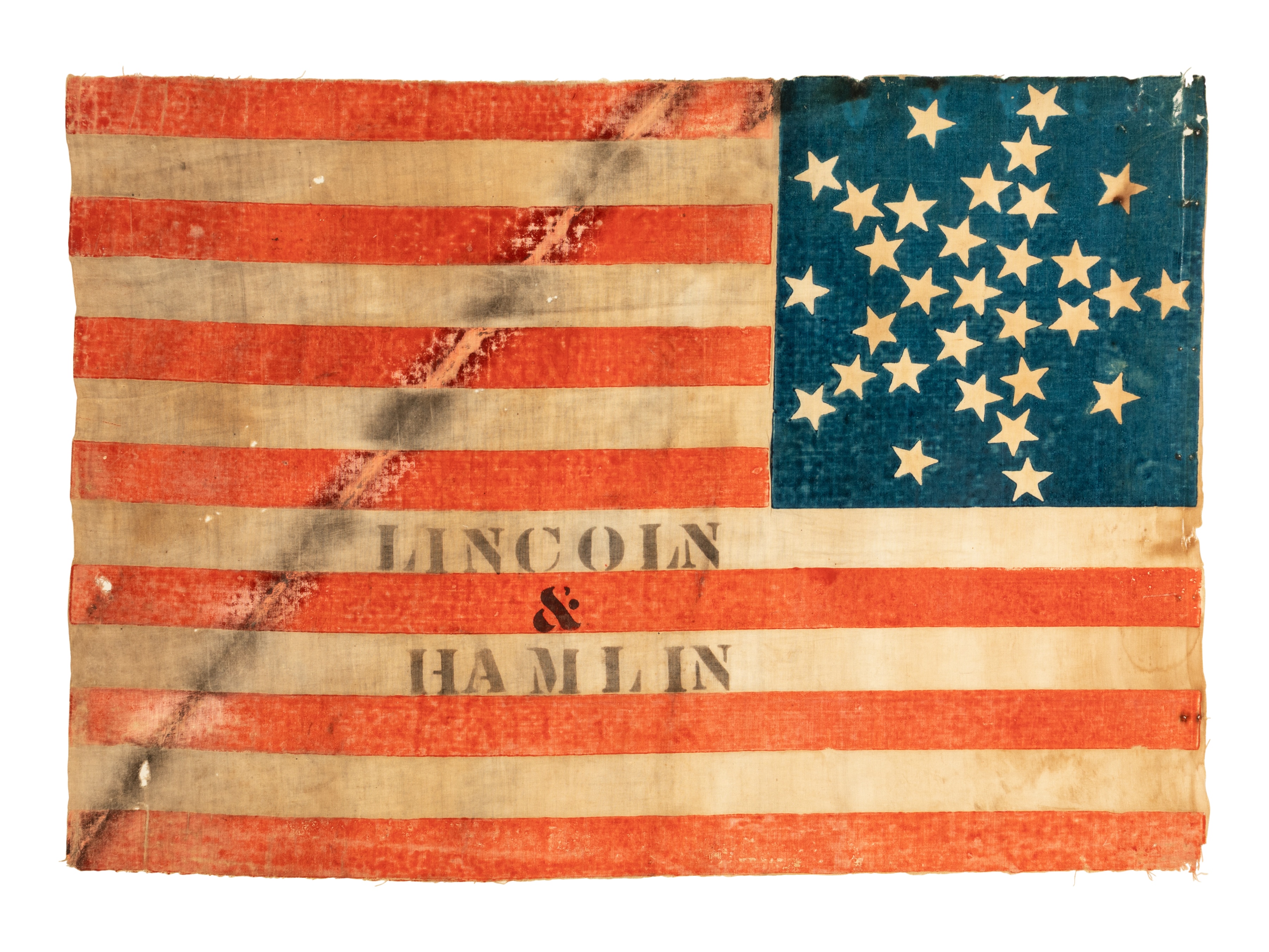 A Lincoln-Hamlin campaign flag, ca. 1860. Photo: Courtesy of Freeman’s Hindman
