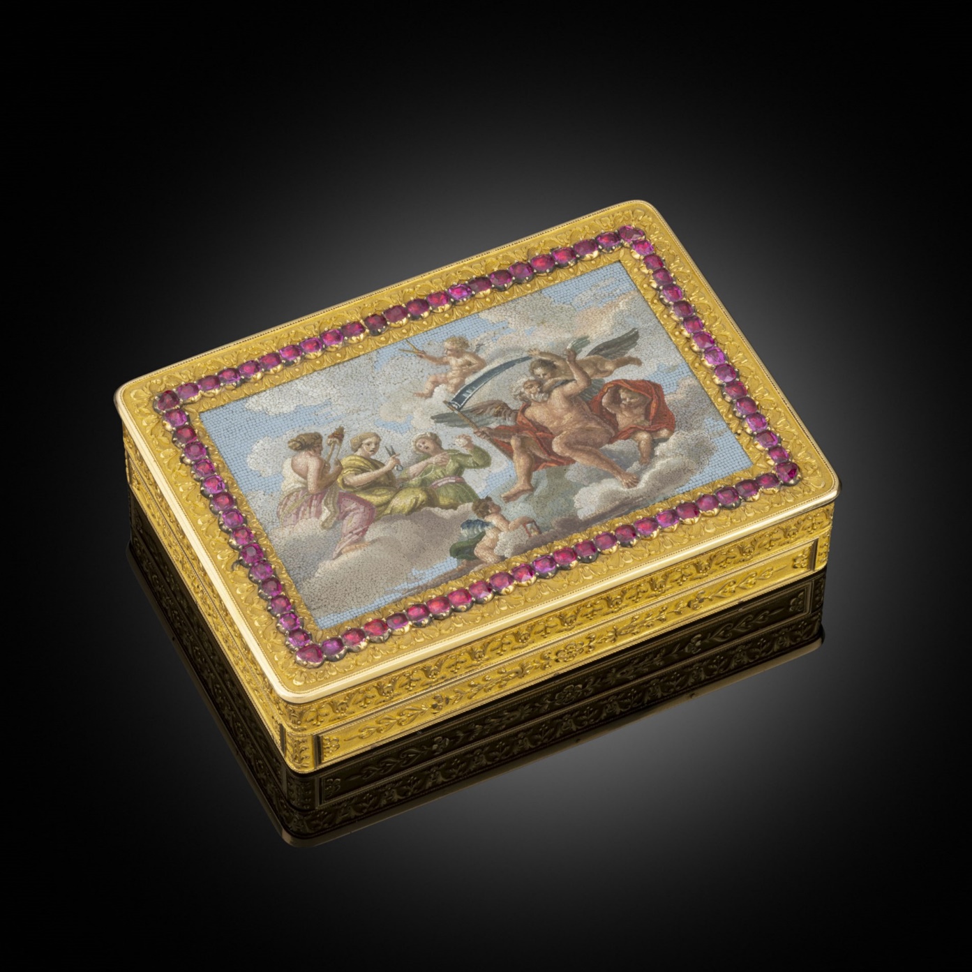 Francesco de Poletti, 19th century micro-mosaic, mounted on a gold-and-ruby box by Nicolas Lecoufle. Photo: Courtesy of Koopman Rare Art