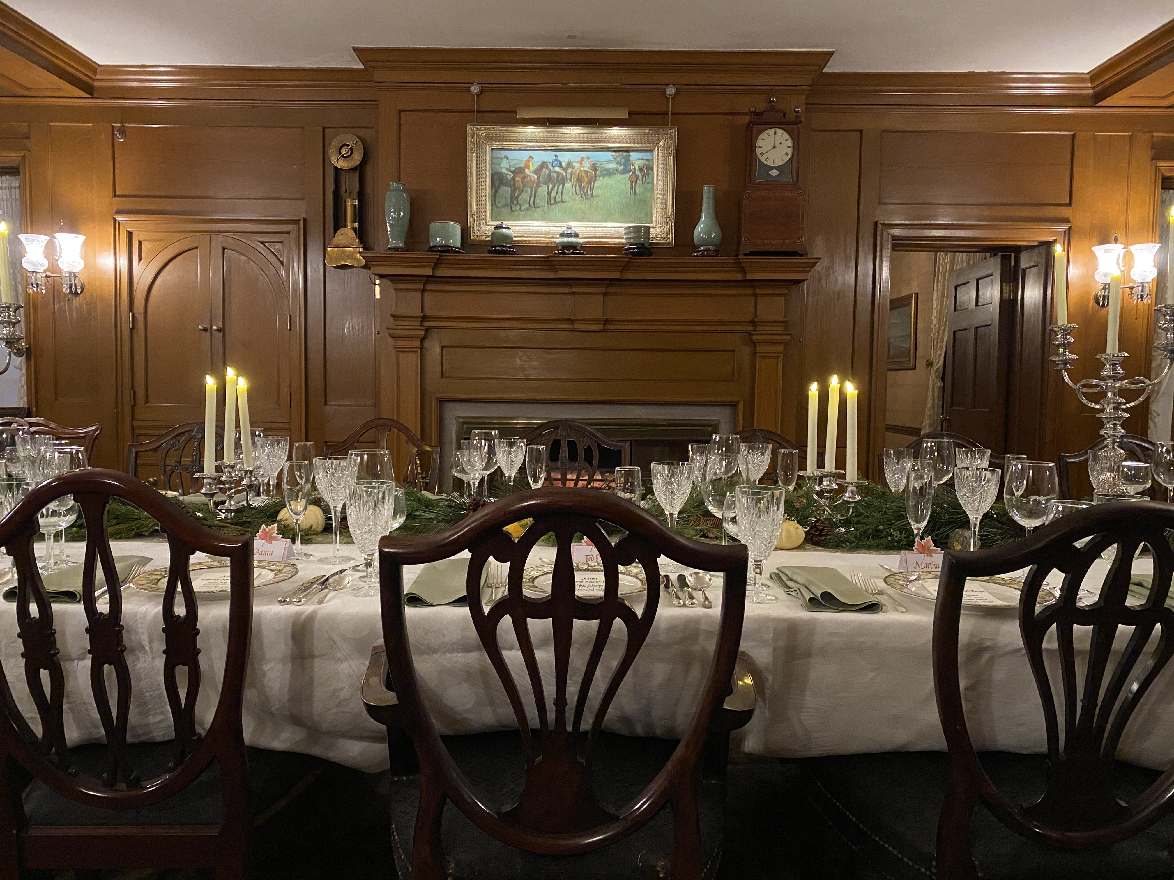 The Hill-Stead dining room displaying Edgar Degas, Jockeys (1886). Photo: Courtesy of Hill-Stead