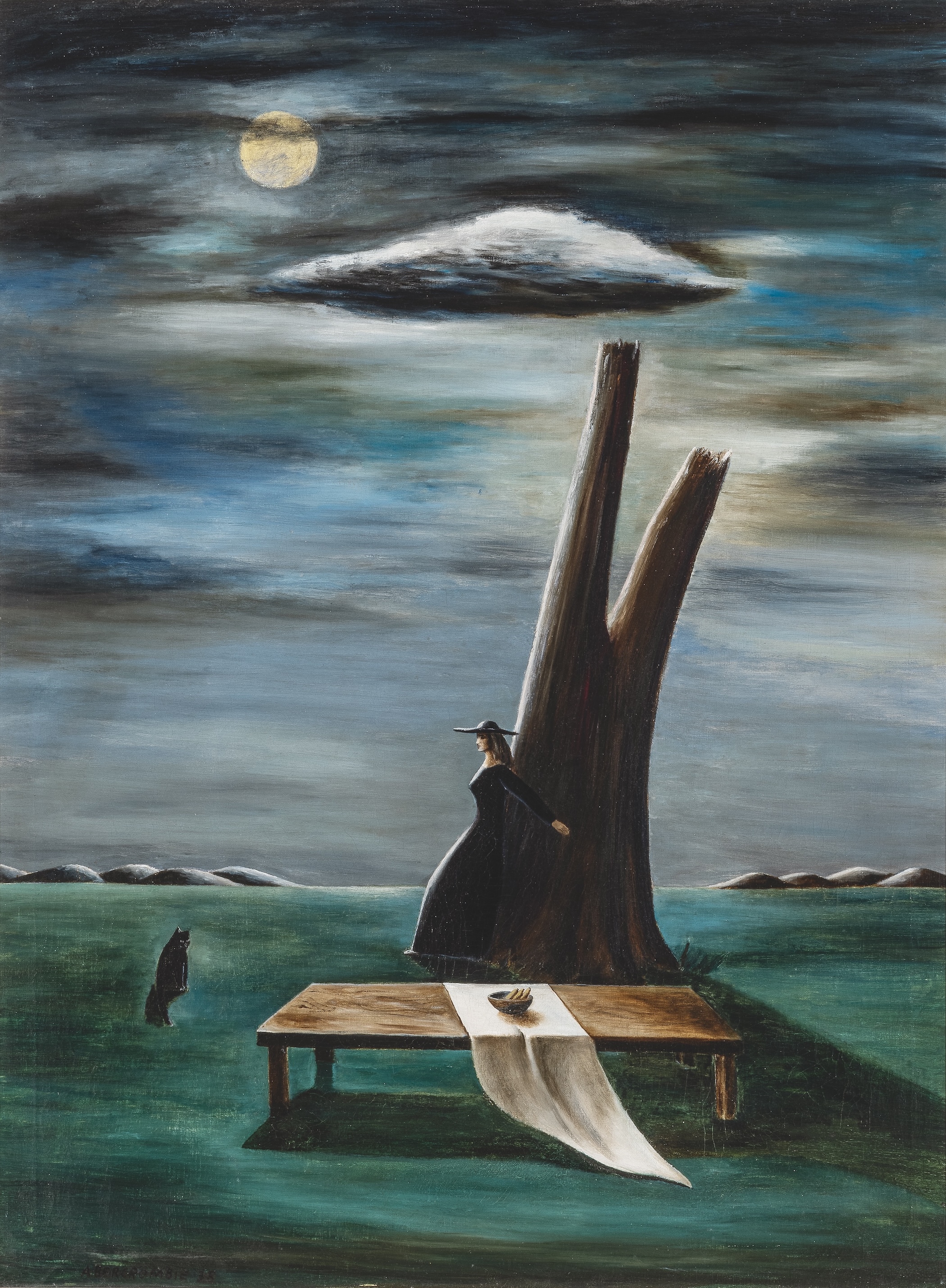 Gertrude
Abercrombie, Tree, Table, and Cat (1937). Photo: Michael Tropea/Courtesy of Colby College Museum of Art