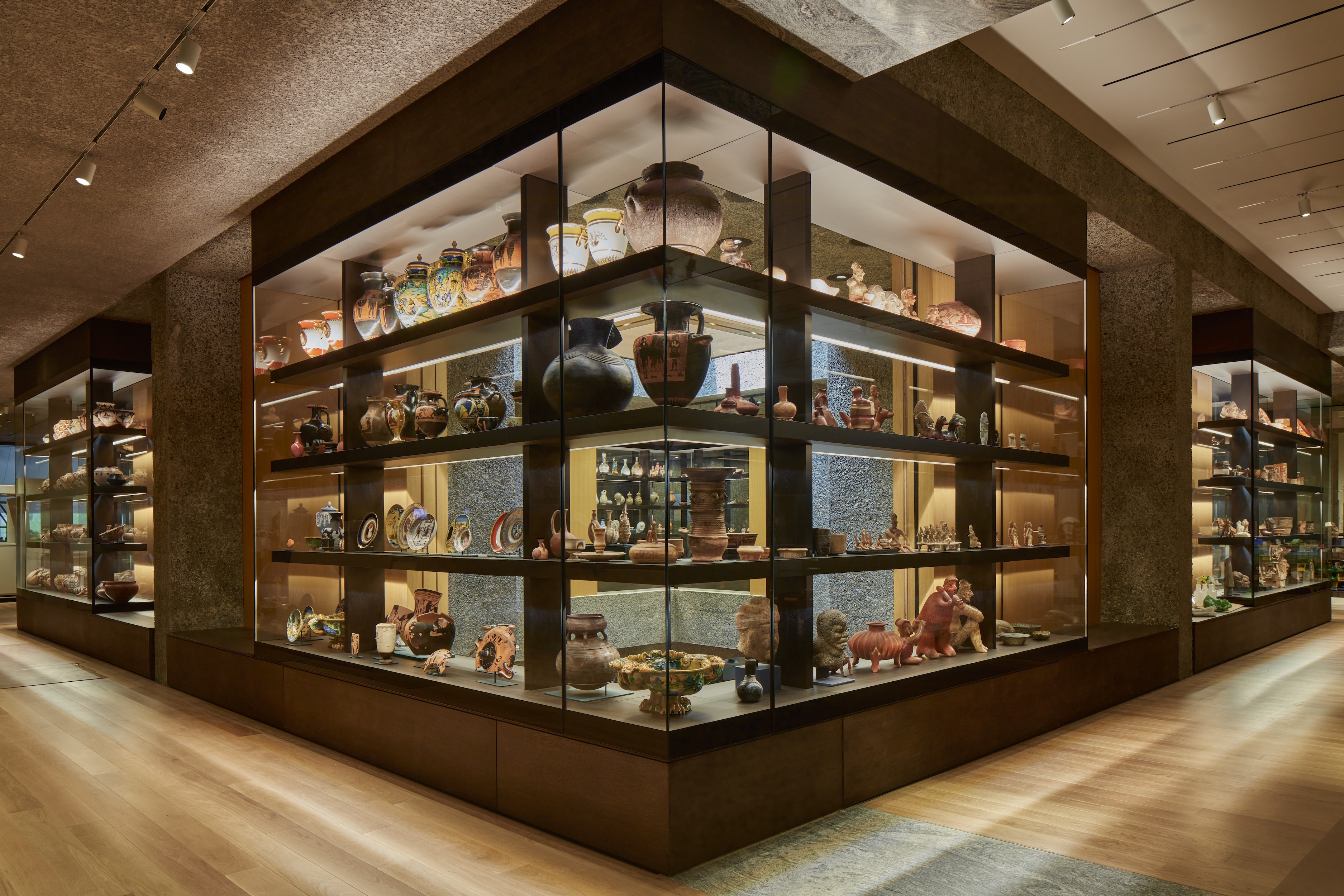 The dense object display vitrines allow the museum to present a broad range of art in an innovative setting. Photo: Richard Barnes/Courtesy of the Princeton University Art Museum