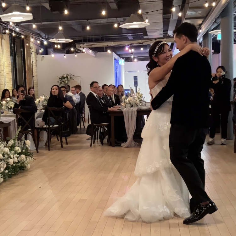 Couple dances at their wedding.