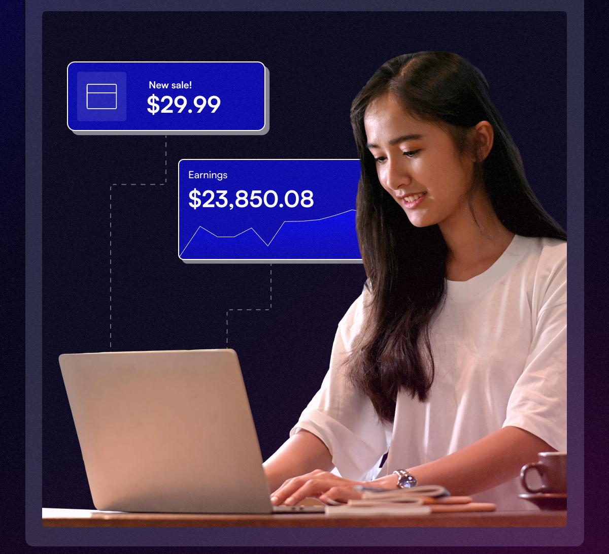 Image of a female content creator growing her newsletter.