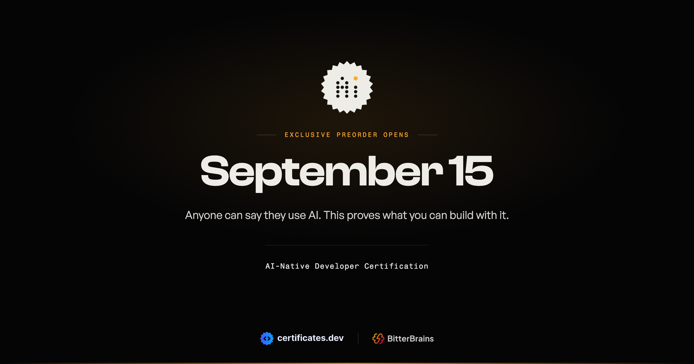 Exclusive preorder for the AI-Native Developer Certification opens September 15