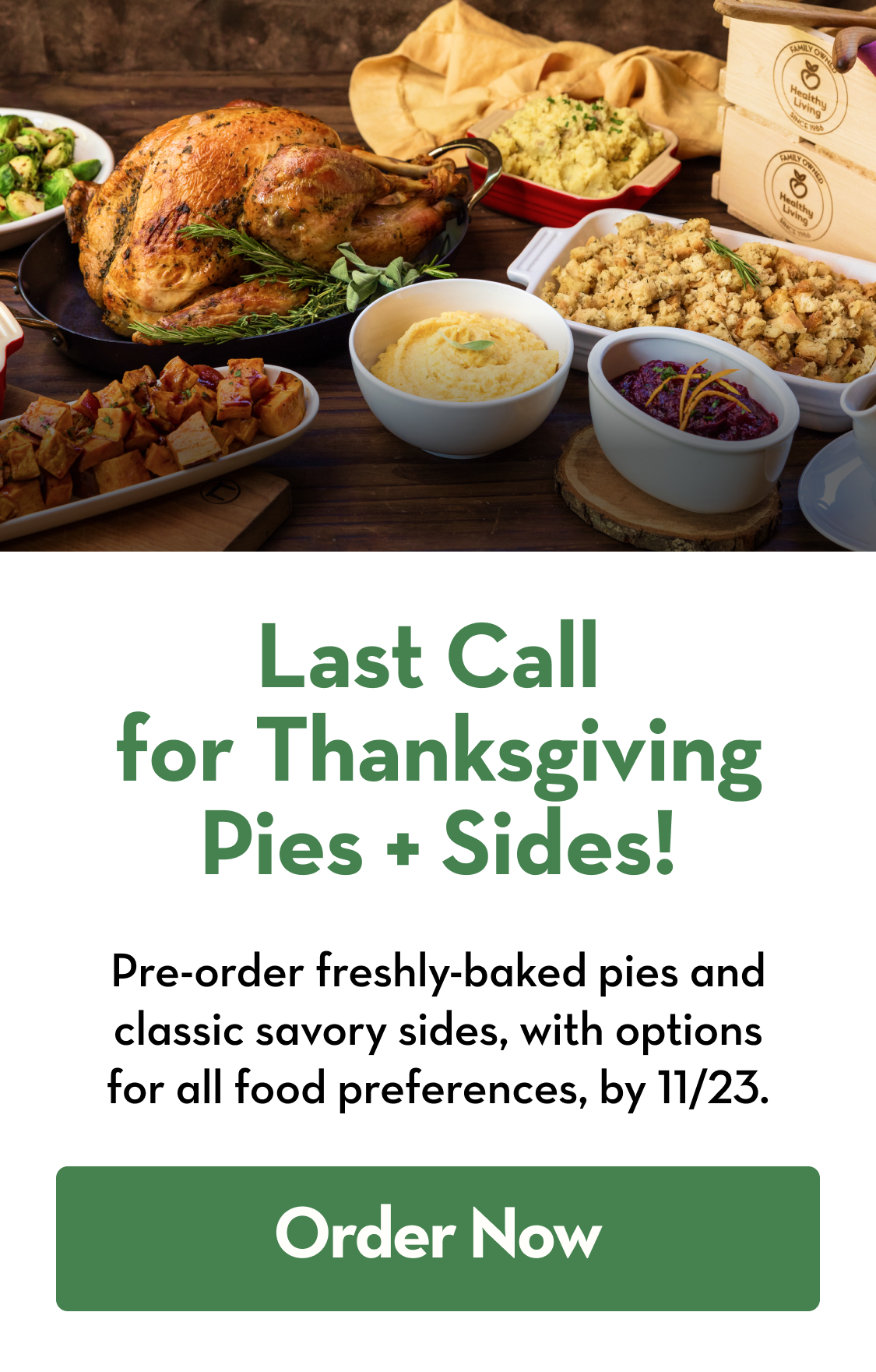 Spread of Thanksgiving turkey and side dishes on a table.