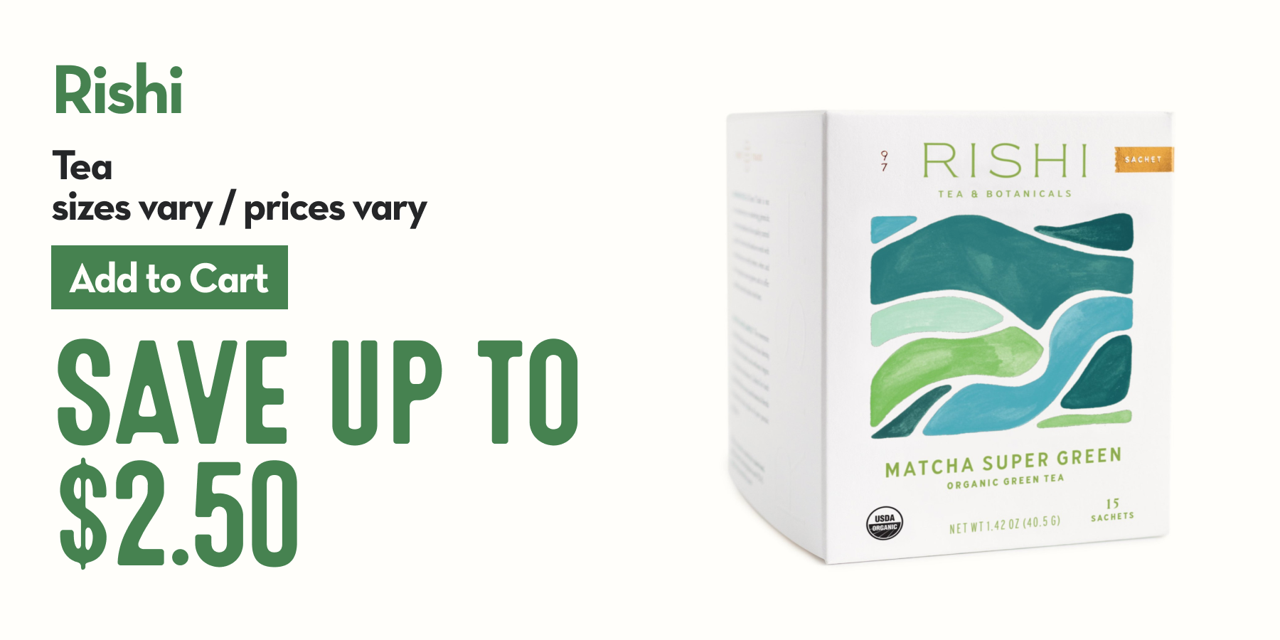 A white box of Rishi organic tea.
