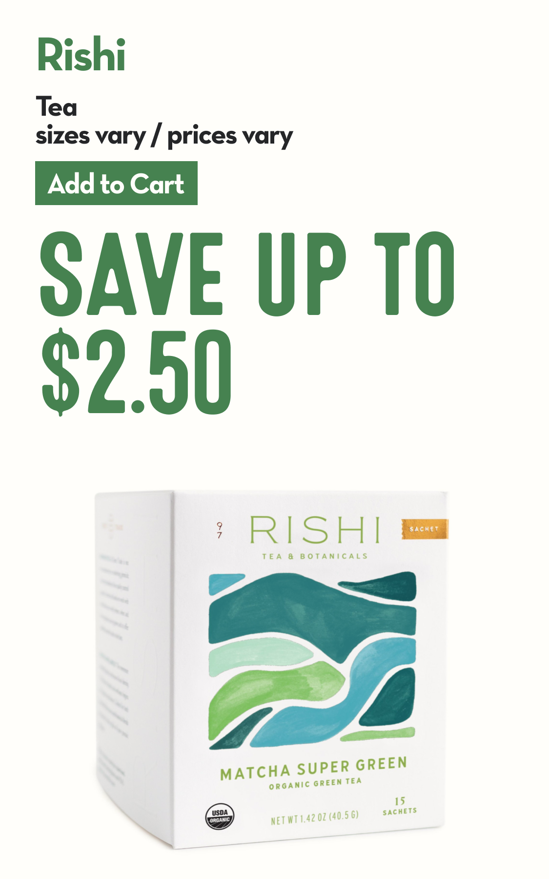  A white box of Rishi organic tea.