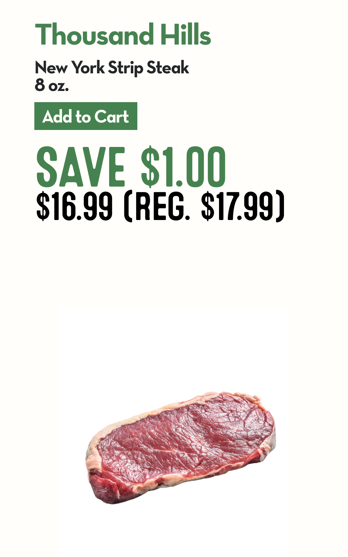 A raw New York Strip Steak.