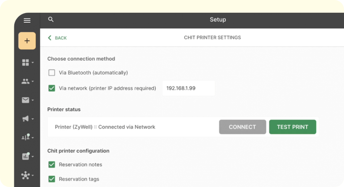 Network chit printers
