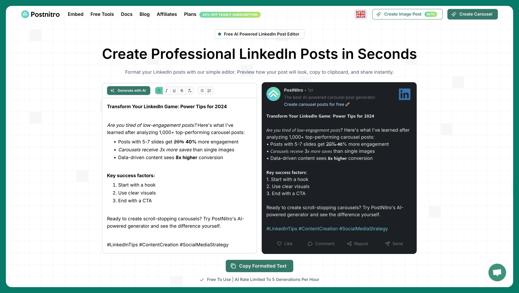 LinkedIn Post Editor Tool