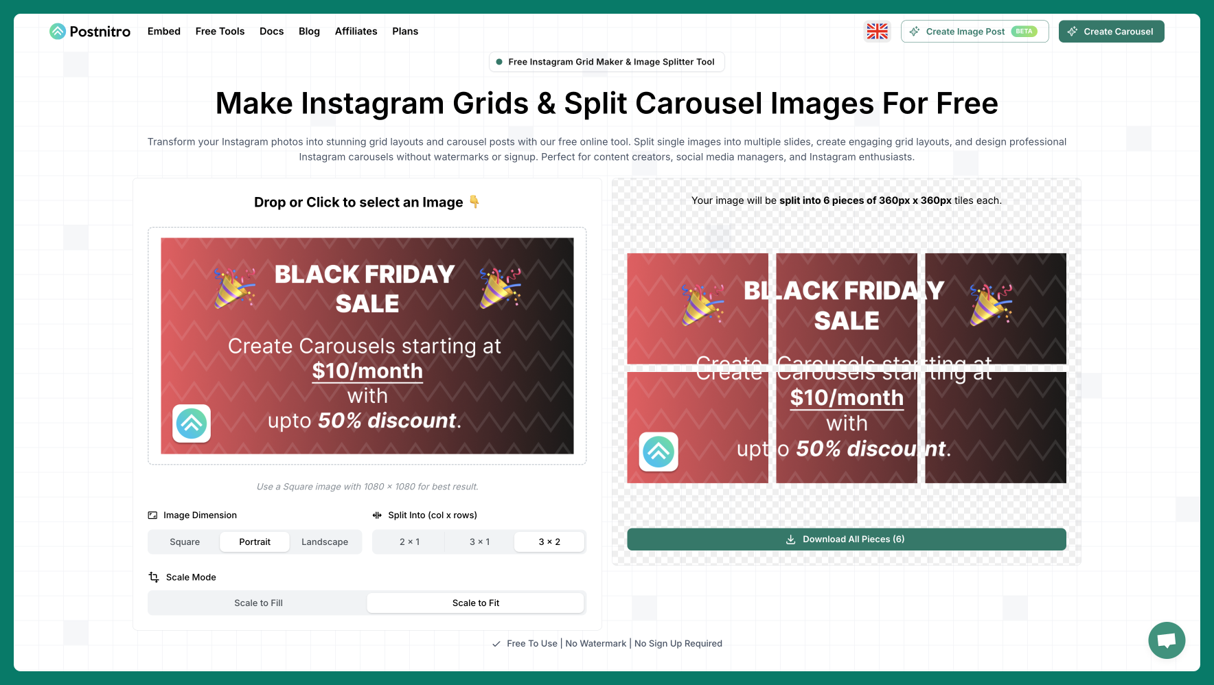 Instagram Grid & Image Splitter Tool
