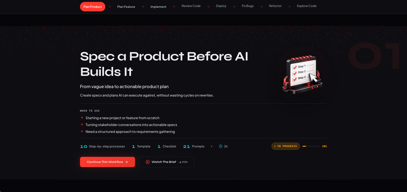 Screenshot of the first Workflow in Unlearndev