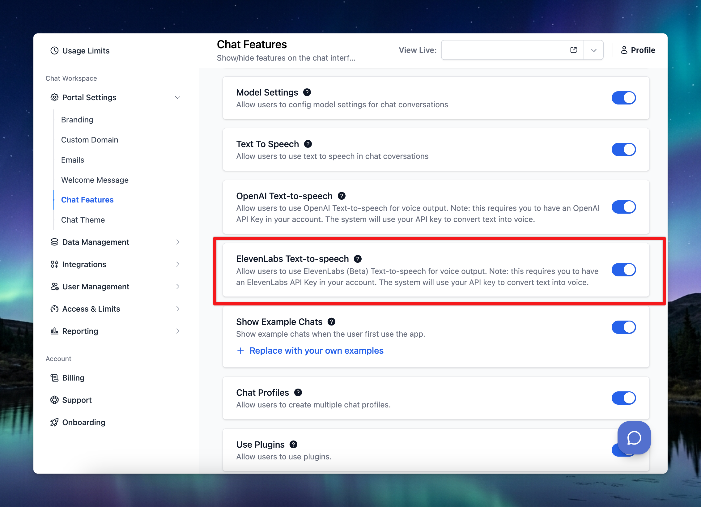 ElevenLabs Admin Toggle