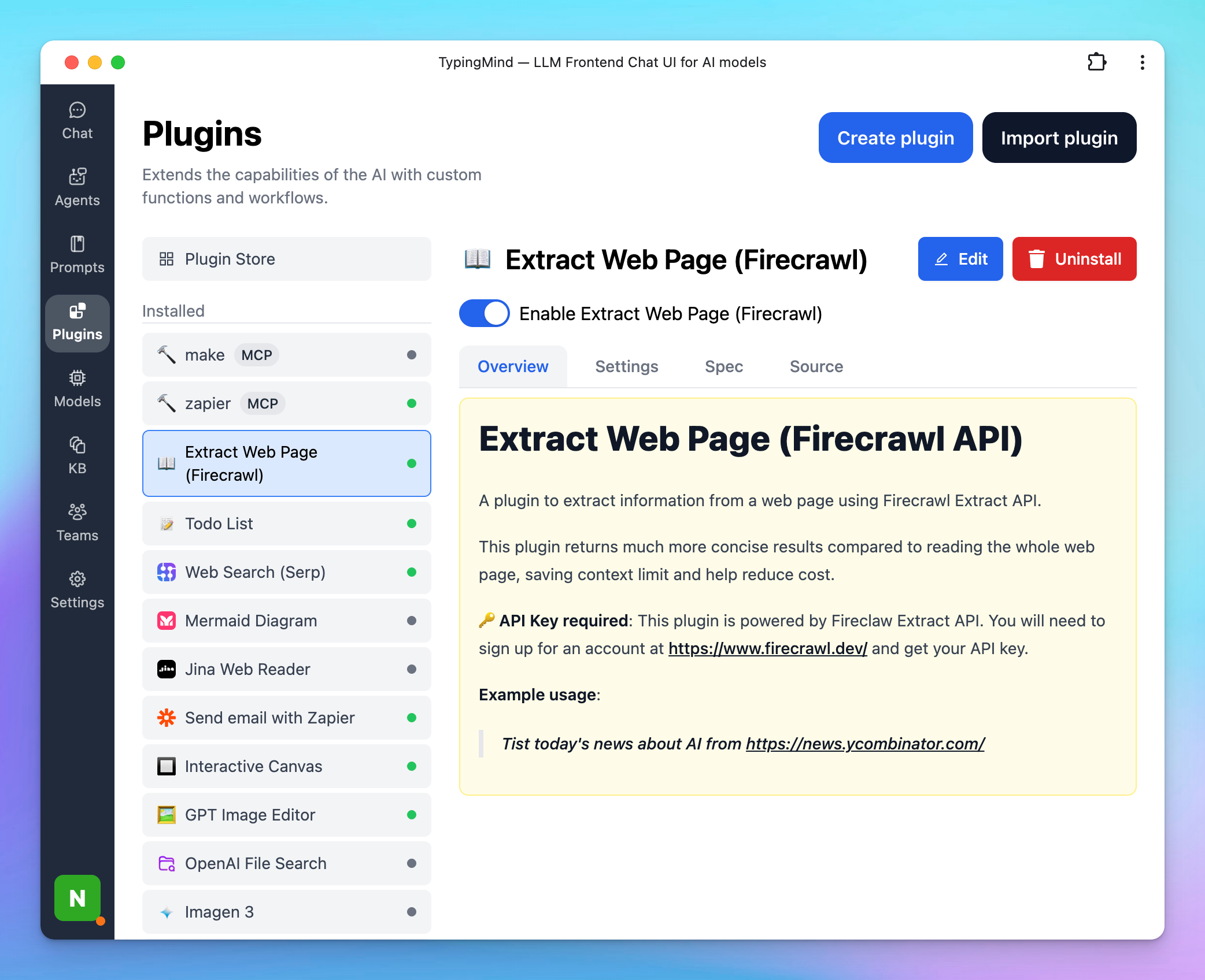 extract plugin