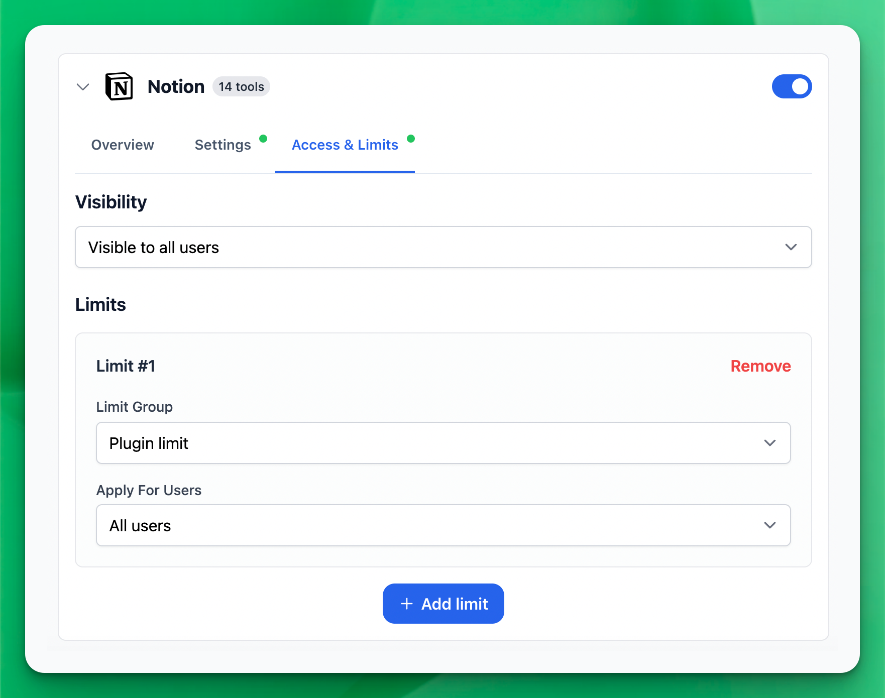 Plugin Access Settings