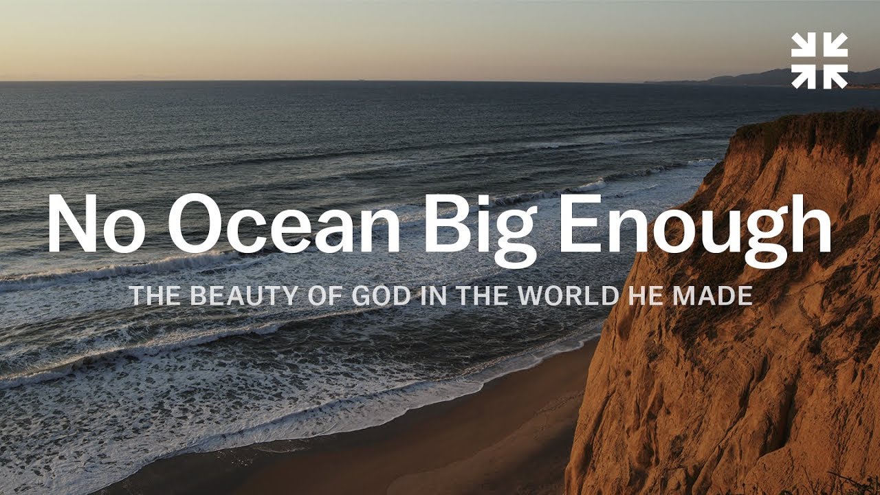The Desiring God logo over an image of an ocean-side view.
