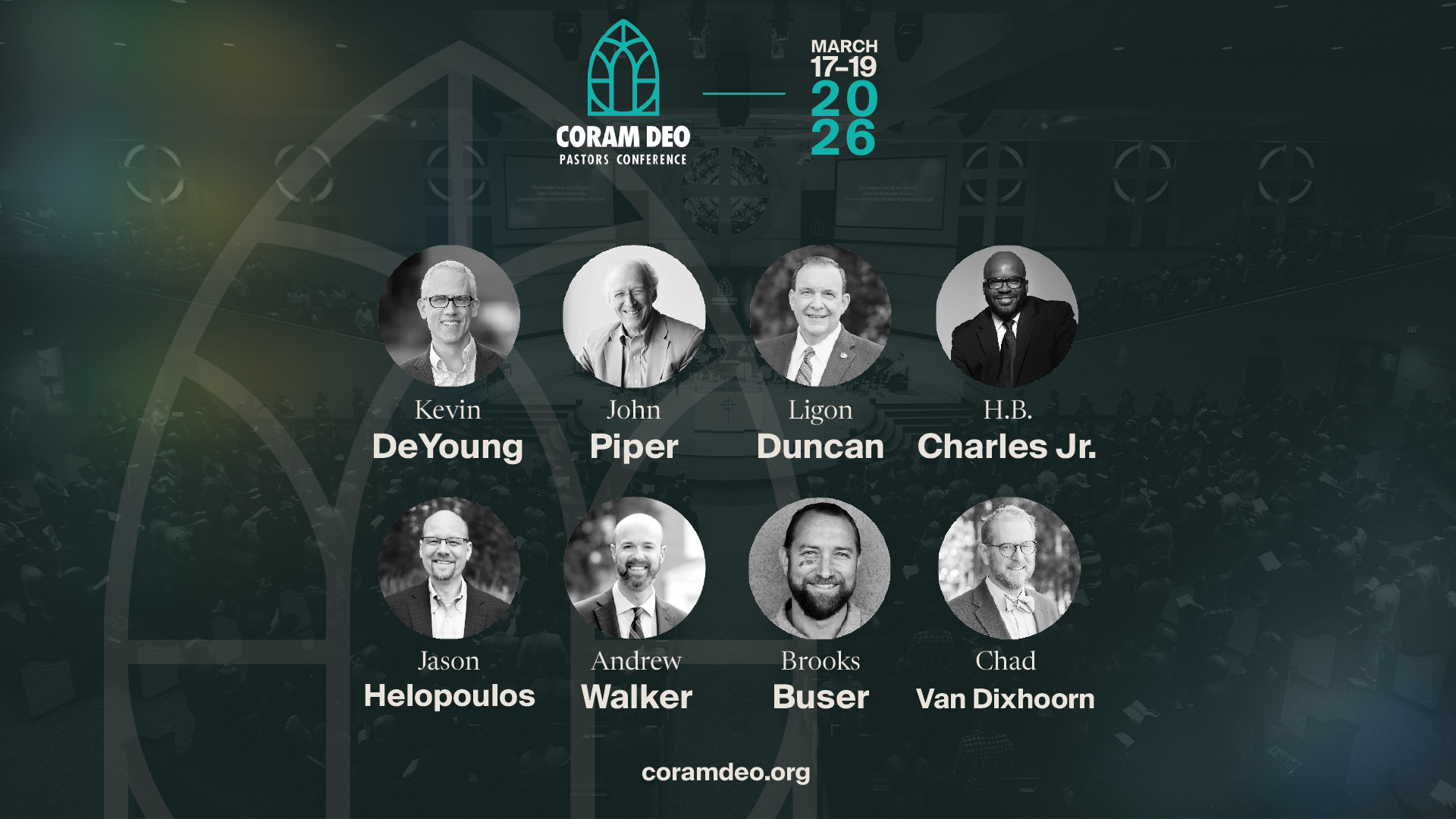 An image with text highlighting the pre-conference event with Desiring God ahead of the Coram Deo conference.