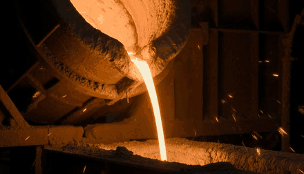 A ladle pouring molten metal, generated by HeyGen Video