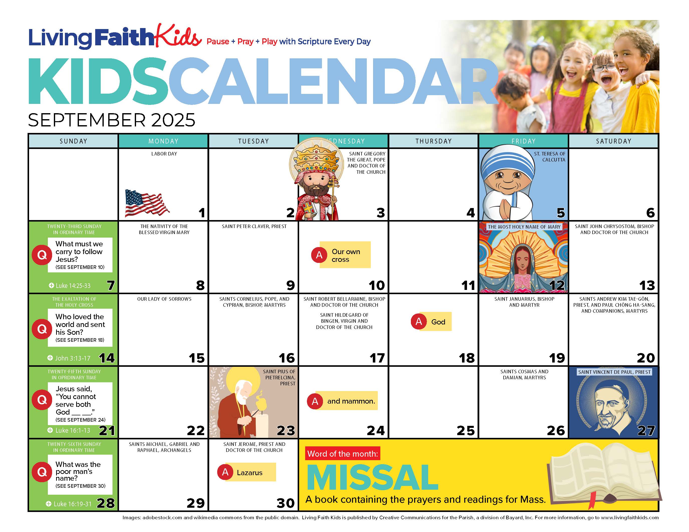 Living Faith Kids Calendar - September