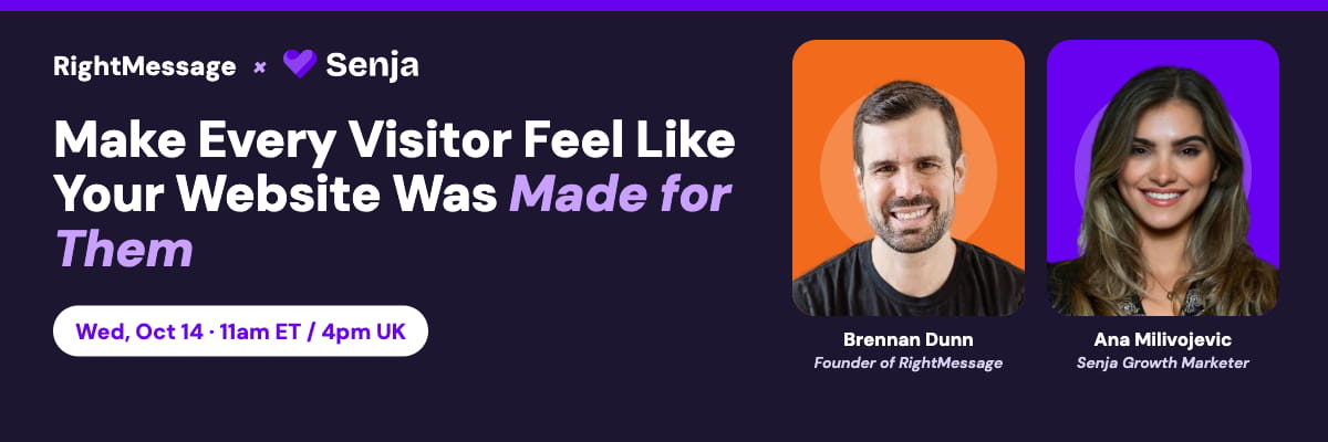 Make every visitor feel like your website was made for them, with Brennan Dunn. Wed, Oct 14, 11am ET / 4pm UK
