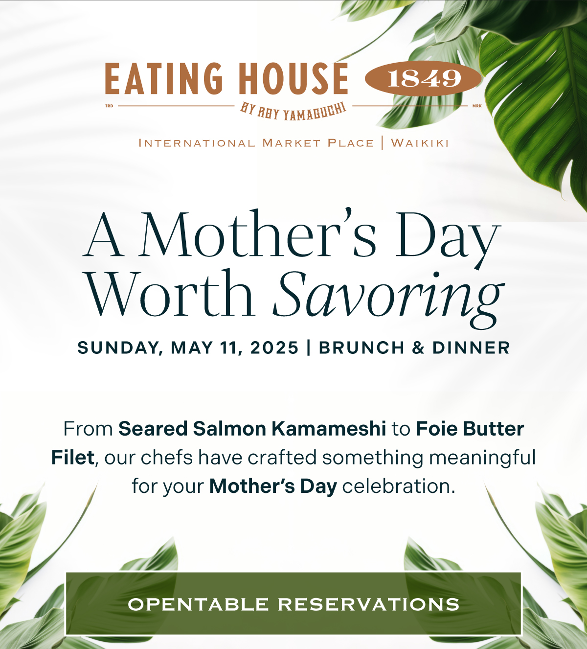 A Mother’s Day Worth Savoring | From Seared Salmon Kamameshi to Foie Butter Filet, our chefs have crafted something meaningful for your Mother’s Day celebration. {link: OpenTable Reservations}