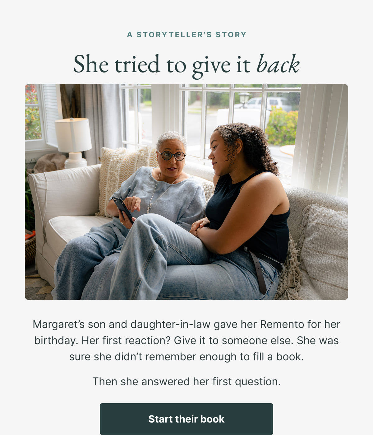 She tried to give it back
