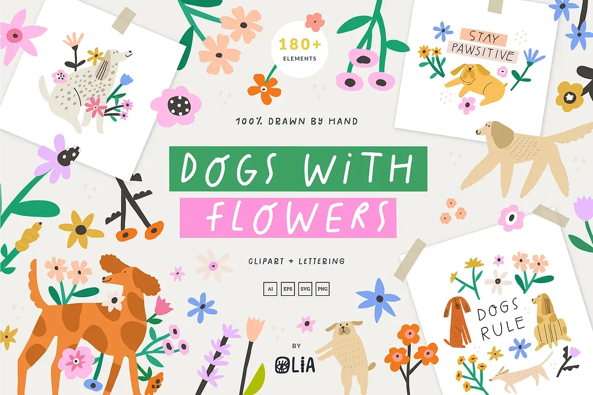 Dogs with flowers