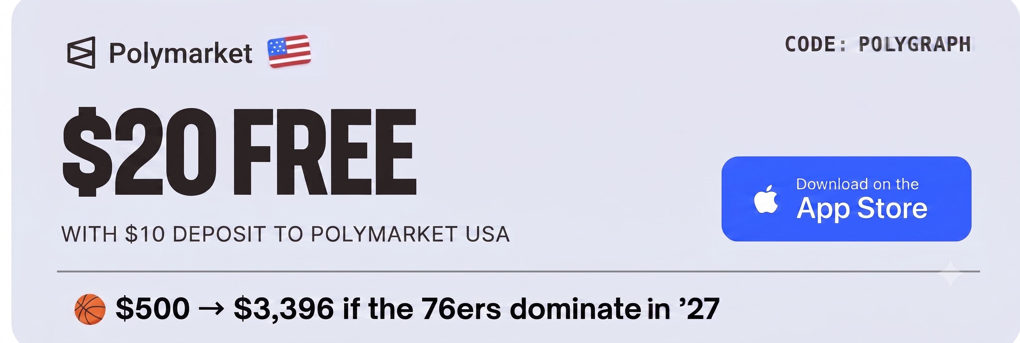 Get $50 with first deposit to Polymarket USA - Download on the App Store