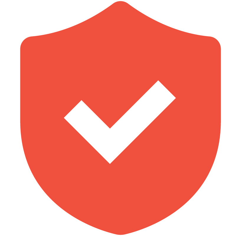 Shield with a checkmark icon representing quality assurance, reliability, or product protection.