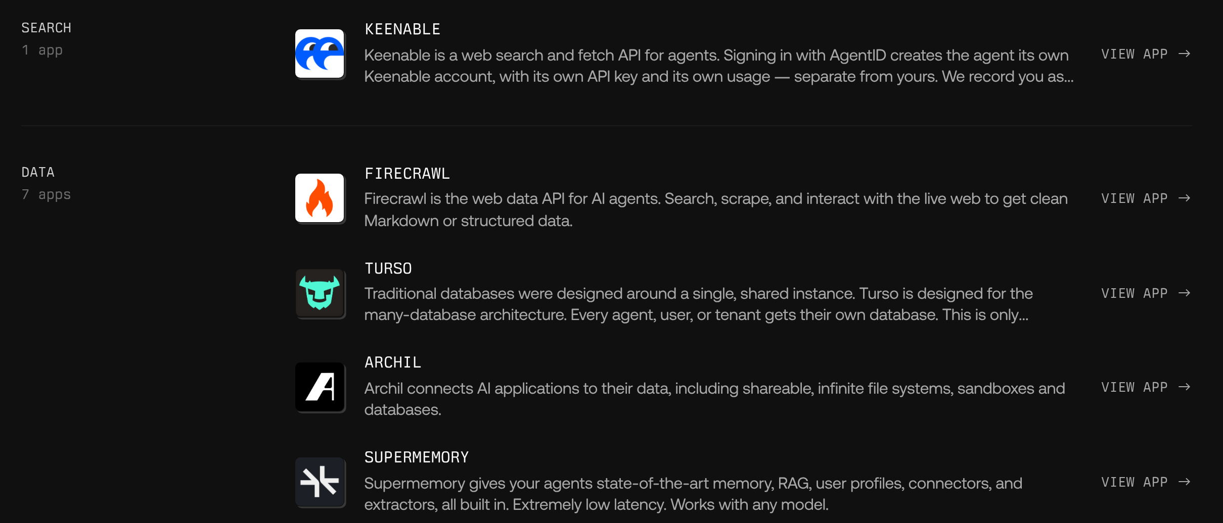 AgentID app directory