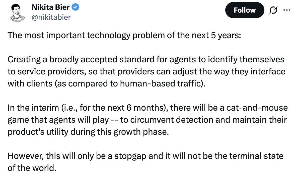 Nikita Bier tweet about agent sign-in