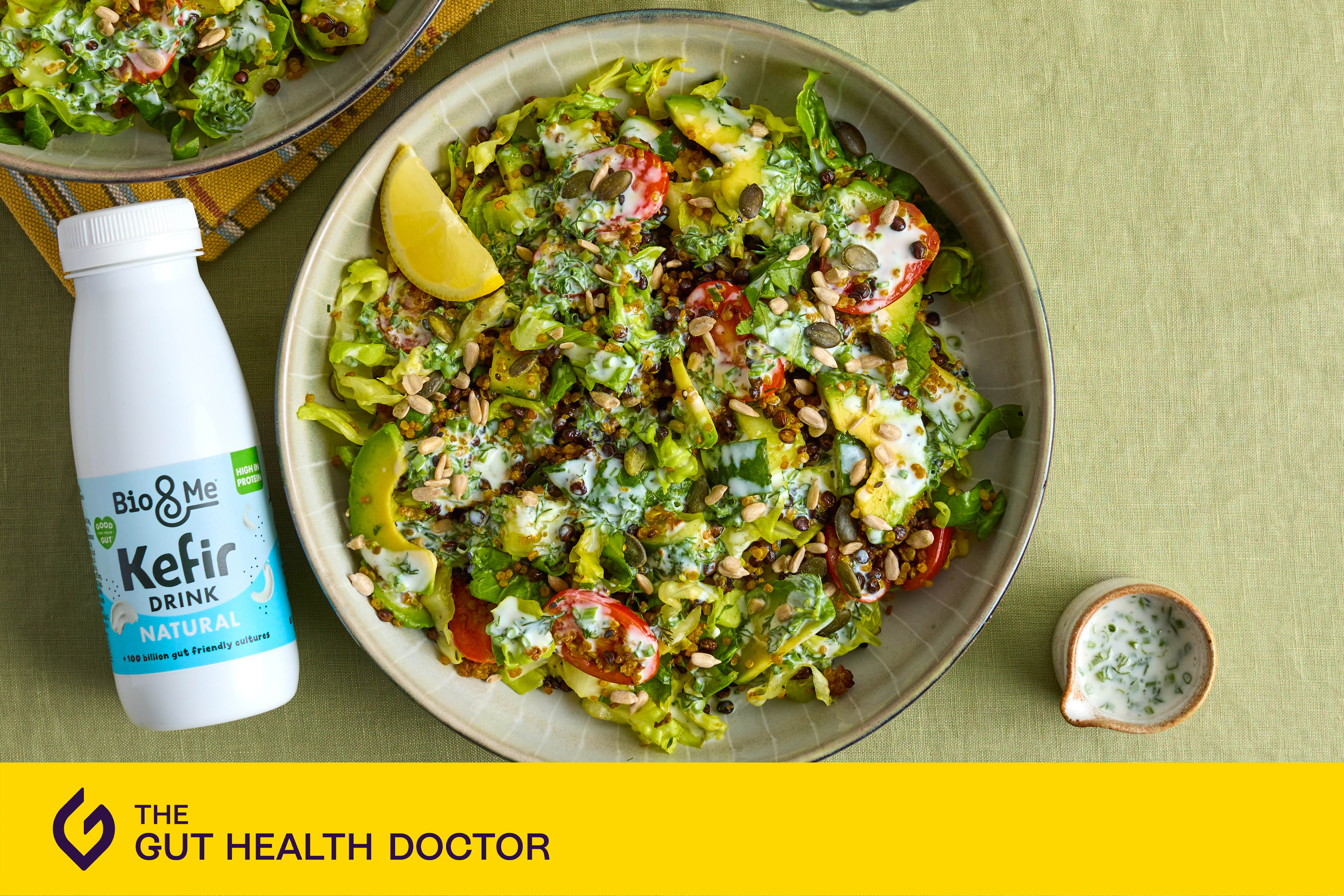 Chopped Salad with Golden Crispy Grains & Herby Kefir Dressing