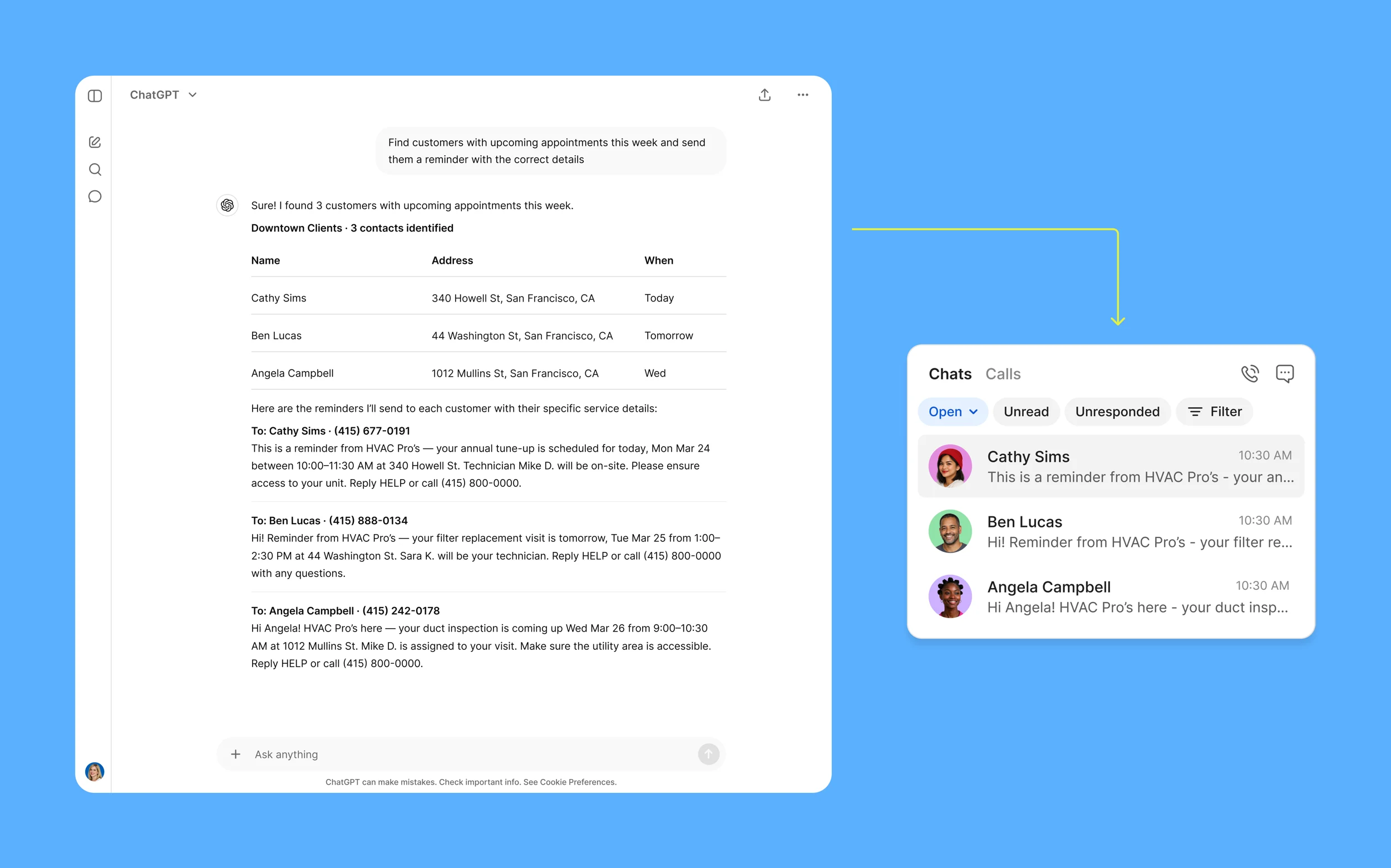Screenshot of using chatGPT and Quo