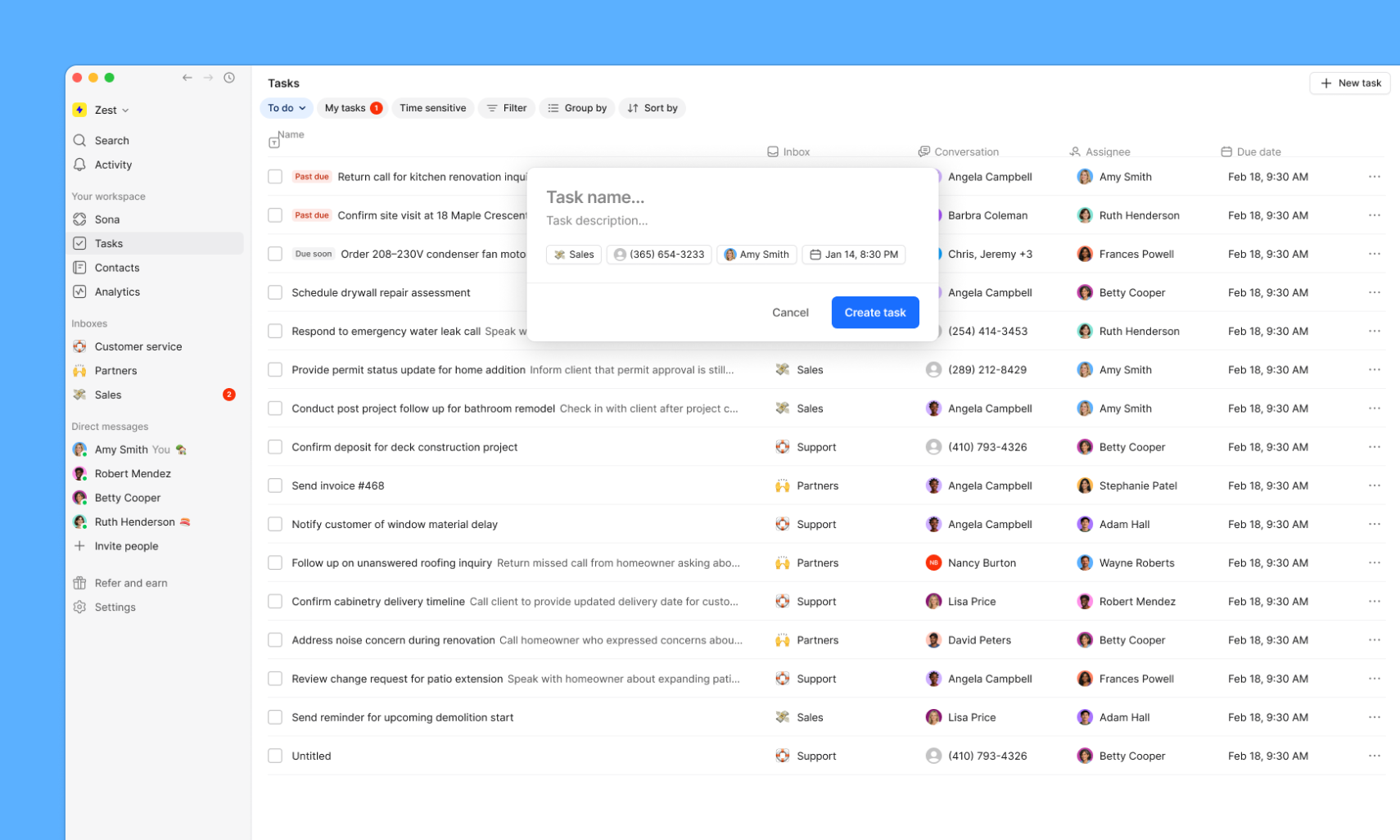 Image of global task list