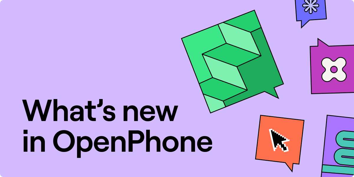 Geometric illustration that contains the text ''What's new in OpenPhone''