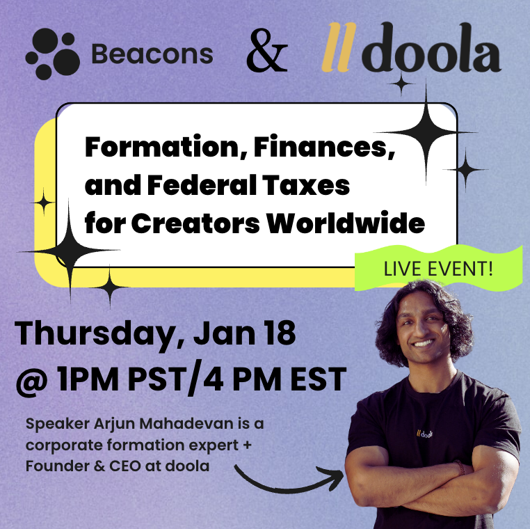 formation, finances and federal taxes for creators
