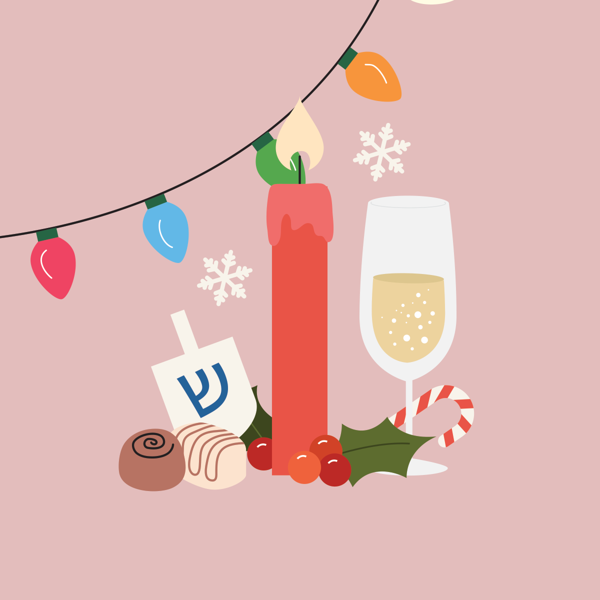 candle, champagne, chocolate, lights