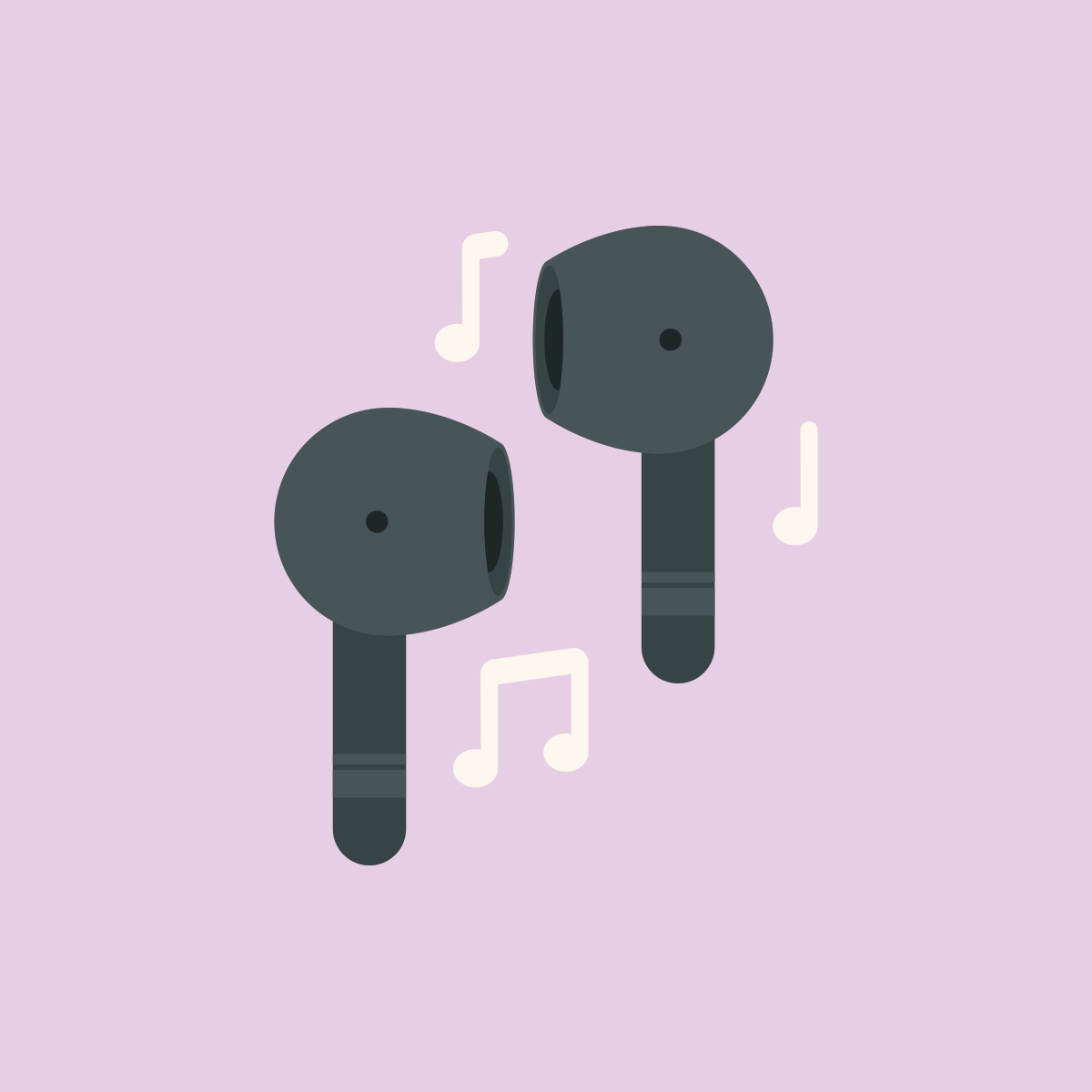 earbuds and music notes