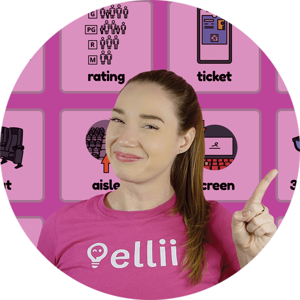 Lise from Ellii with theater flashcards