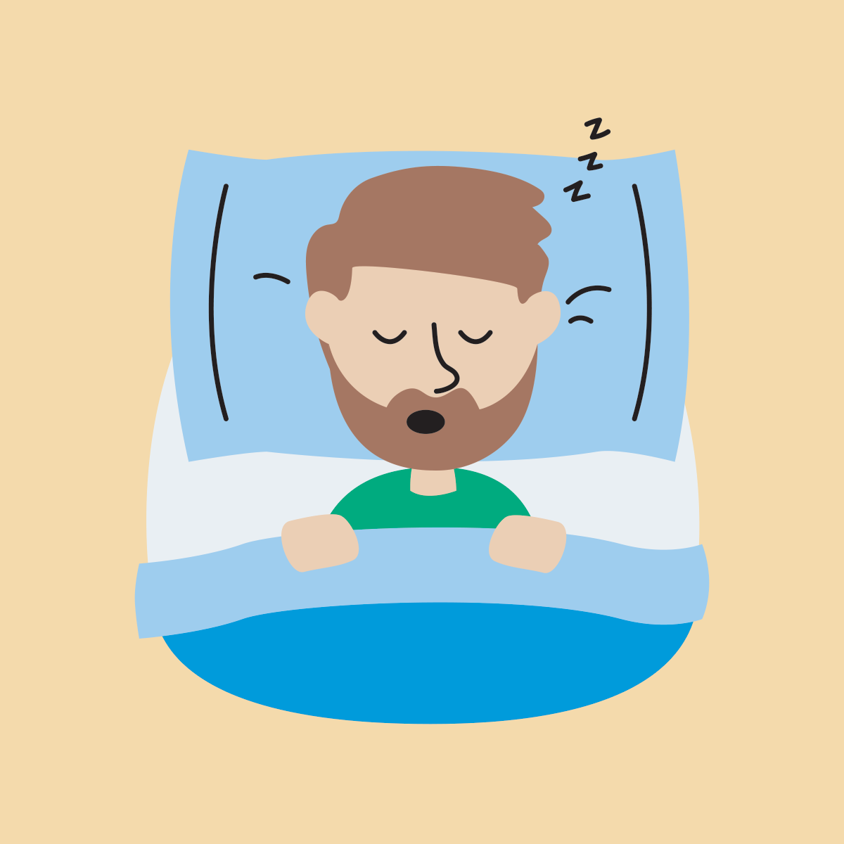 man sleeping in a bed