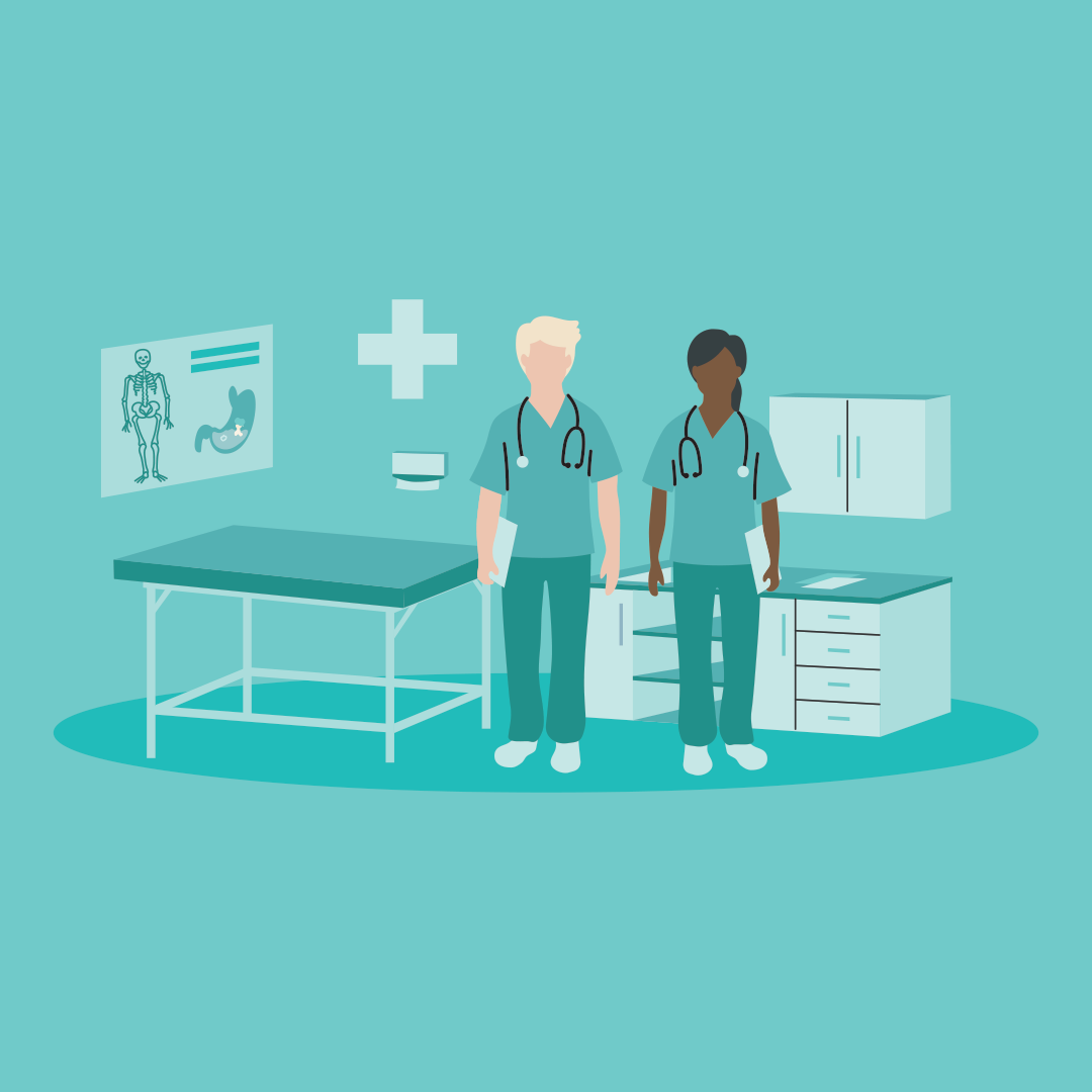 Nursing assistants in an examination room