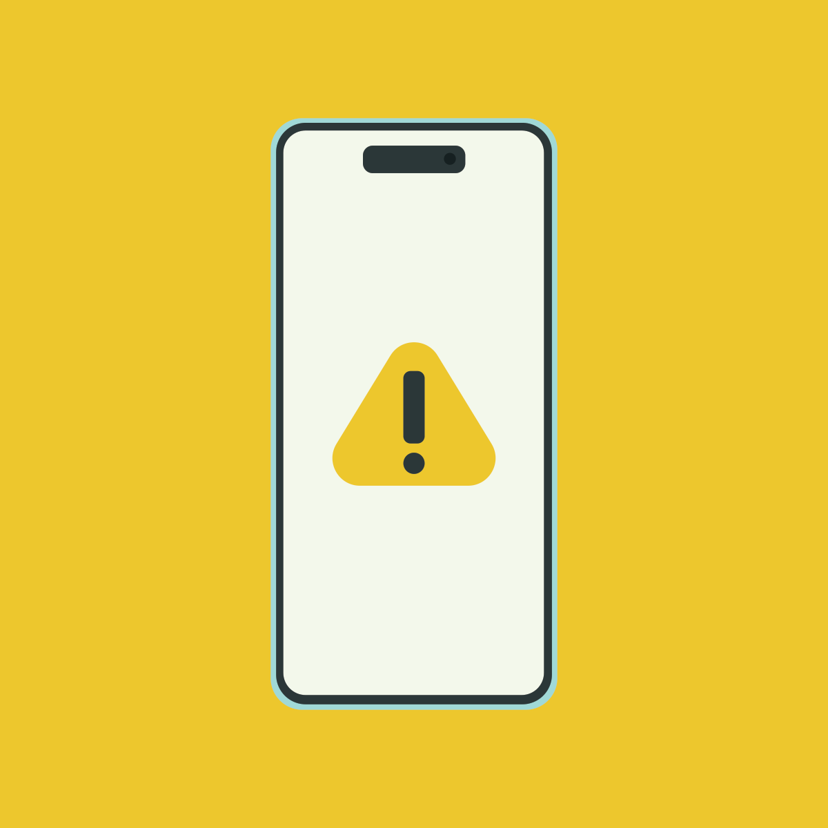 phone with warning symbol on screen