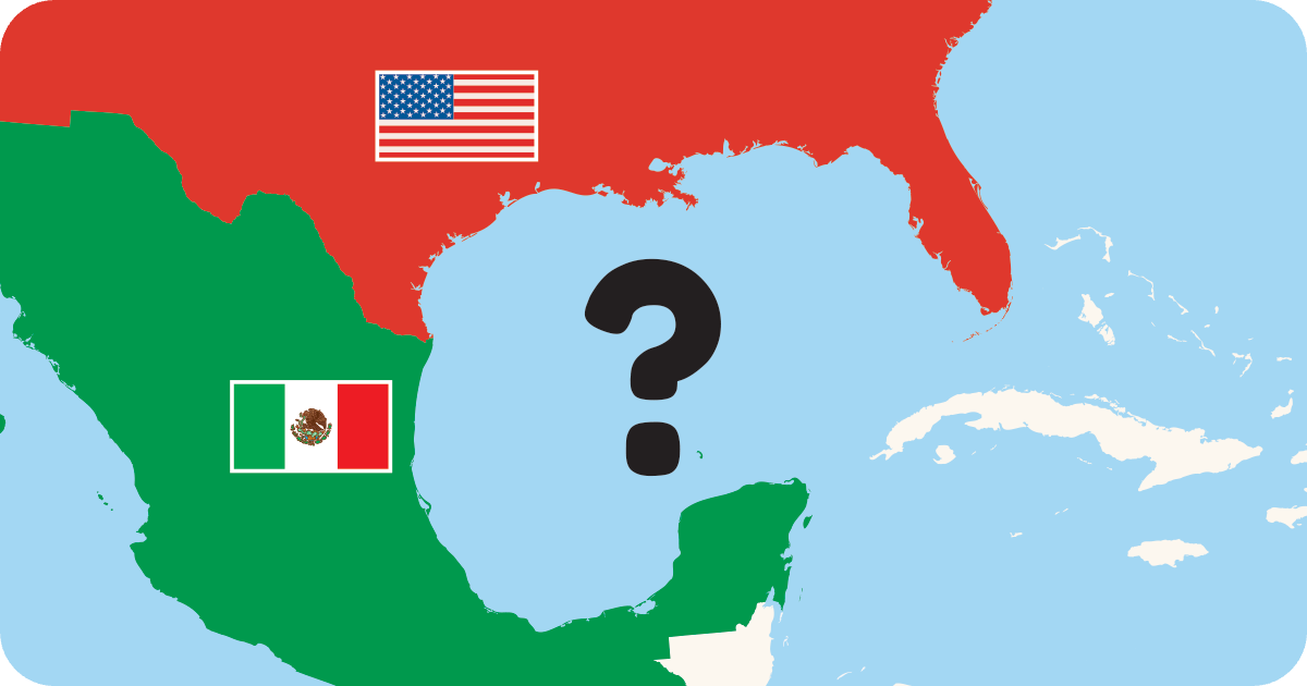 map with gulf of Mexico and a big question mark