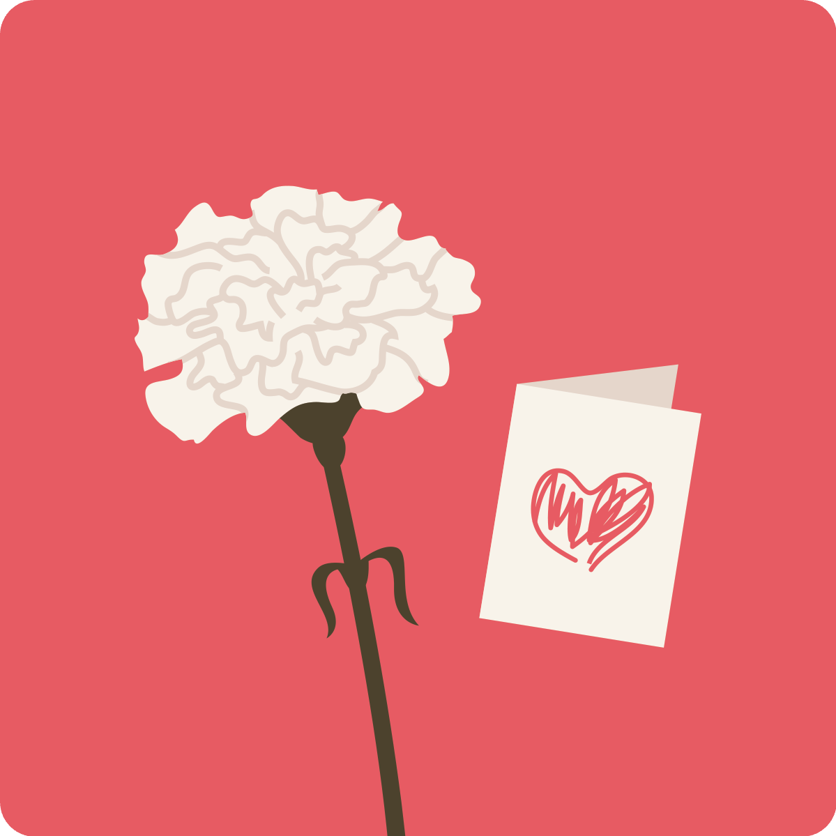 carnation, card with heart