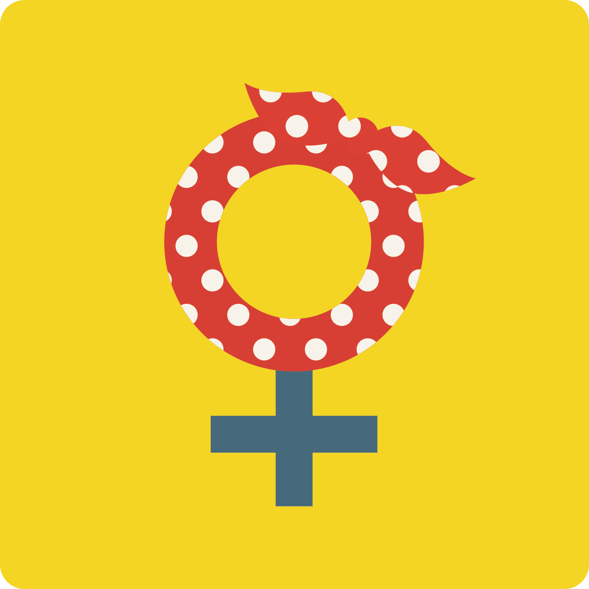 gender sign for a woman with polka dot handkerchief