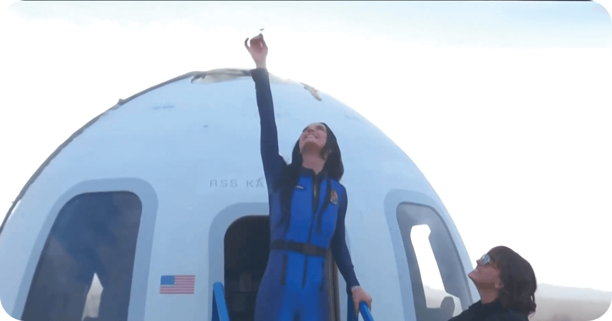 female celebrities step off space rocket